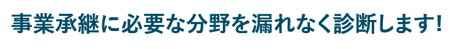 事業承継に必要な分野を漏れなく診断します