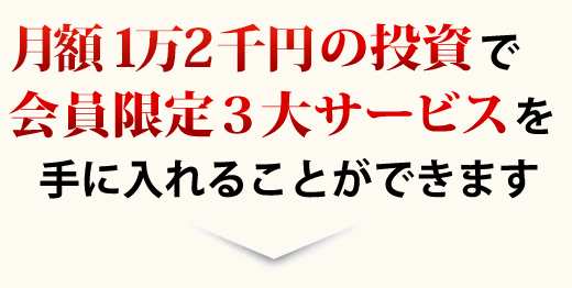 月額1万円の投資で会員限定3大サービスを手に入れることができます