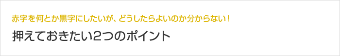 赤字を何とか黒字にしたいが、どうしたらよいのか分からない！押えておきたい2つのポイント